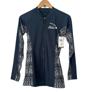 Rip Curl Aloha Island Rash Guard Full Zip Long Sleeve NWT Women’s Size Medium